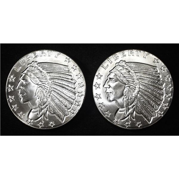 (2) 1 OZ .999 SILVER INDIAN HEAD ROUNDS
