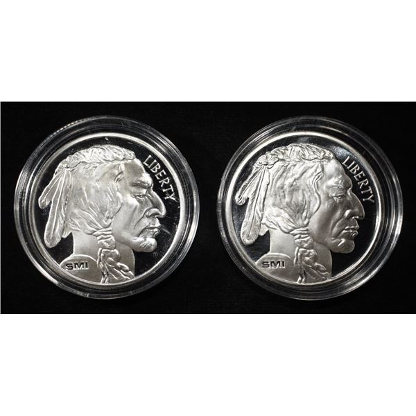 (2) SUNSHINE BUFFALO 1 OZ .999 SILVER ROUNDS