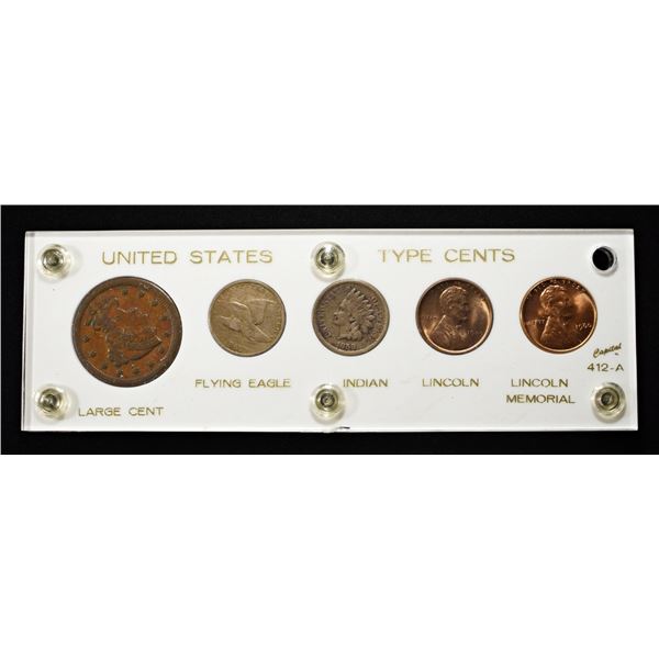 TYPE CENT COLLECTION IN PLASTIC HOLDER