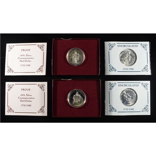 (4) 1982 WASHINGTON HALF DOLLAR (2) PR, (2) UNC
