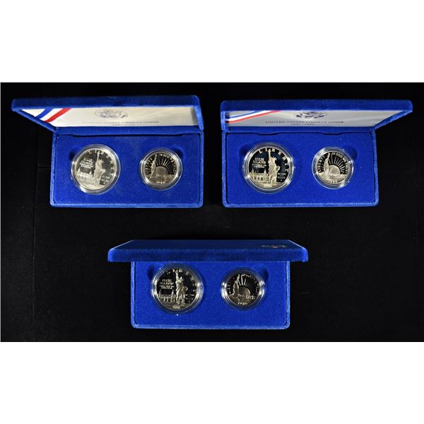 (3) 1986 STATUE OF LIBERTY COMMEM 2 COIN SET