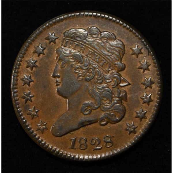 1828 13 STARS HALF CENT AU/BU