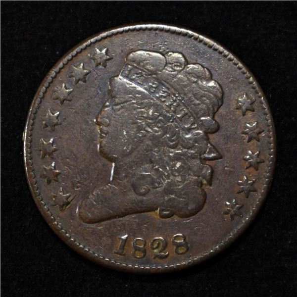 1828 12 STARS HALF CENT VF