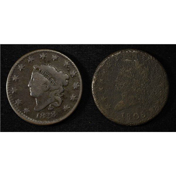 1808 AG & 1828 VG LARGE CENTS