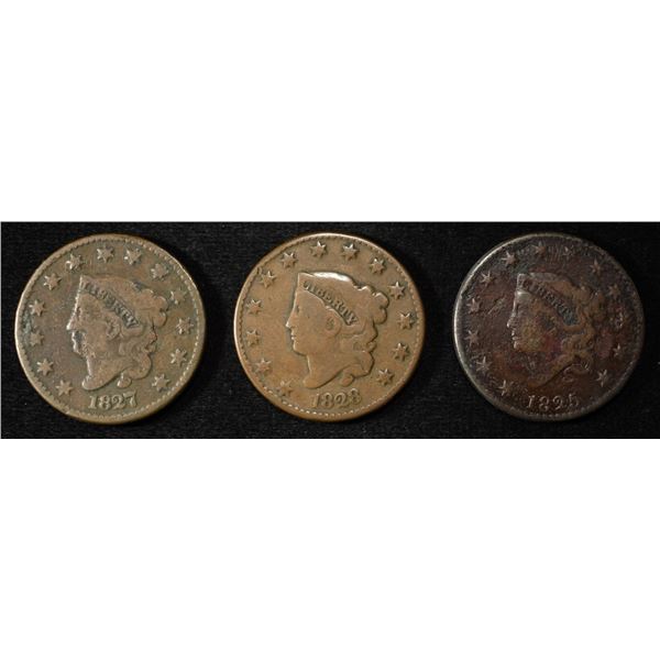 1825, 1827, & 1828 LARGE CENTS