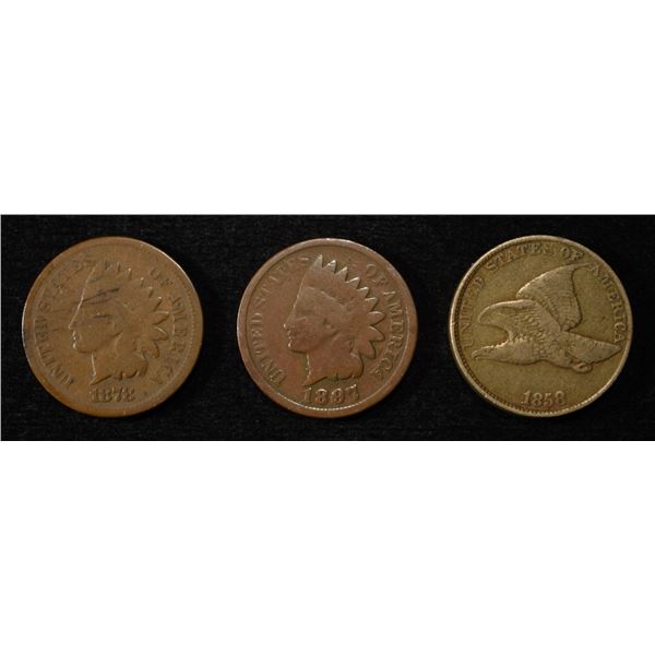 1858 FLYING EAGLE & 1878, 1897 INDIAN CENTS