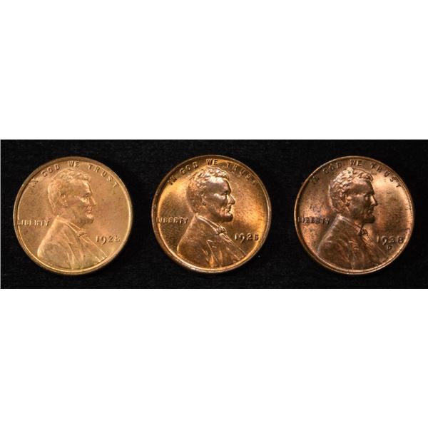 1925, 1928, & 1938-D LINCOLN CENTS CH BU