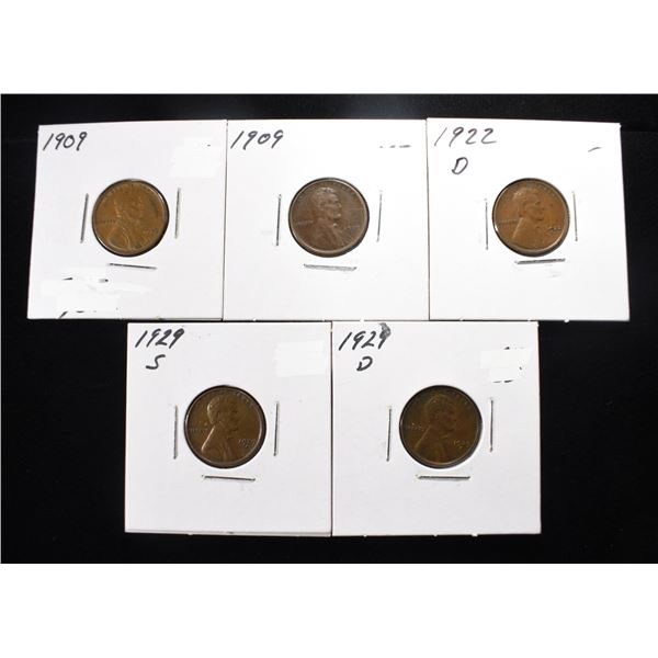 (5) EARLY LINCOLN WHEAT CENTS