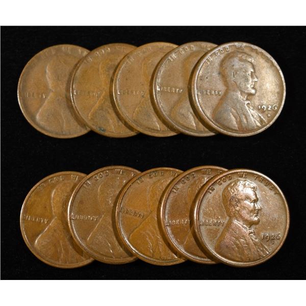 (5) 1926 -D & (5) 1926-S LINCOLN WHEAT CENTS