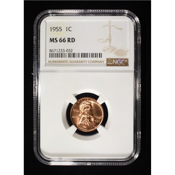 1955 LINCOLN CENT NGC MS-66 RD