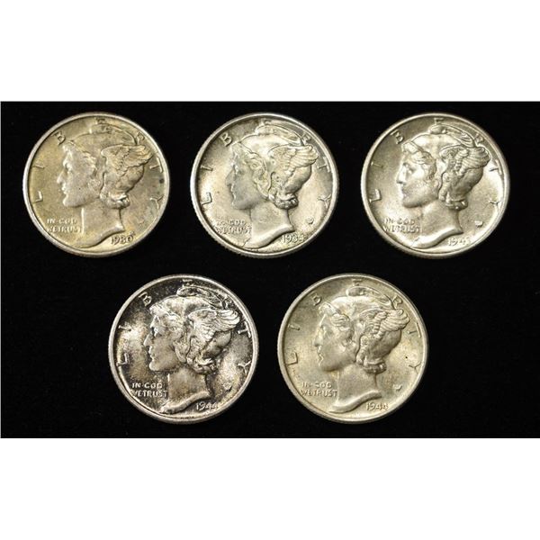 1930, 1934, 1943, (2) 1944 MERCURY DIMES BU