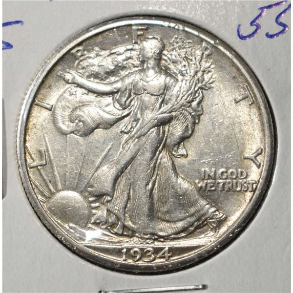 1934-S WALKING LIBERTY HALF DOLLAR AU/BU