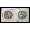 Image 1 : 1917-S VG & 1938-D VF WALKING LIBERTY HALF DOLLAR