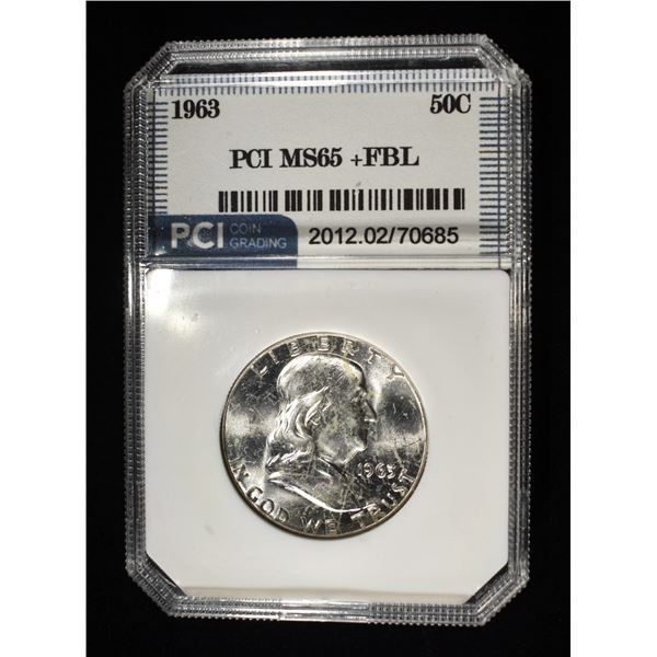 1963 FRANKLIN HALF DOLLAR FBL PCI GEM BU