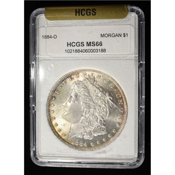 1884-O MORGAN DOLLAR HCGS SUPERB GEM BU