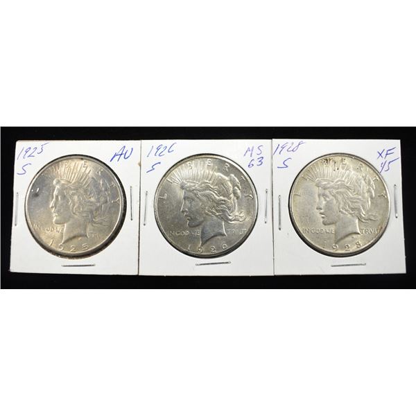 (3) PEACE DOLLARS