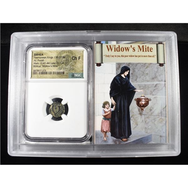 135-37 BC HASMONEAN KINGS, AE PRUTAH NGC CH F