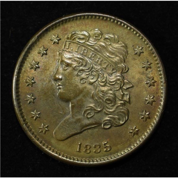 1835 HALF CENT CH/GEM BU