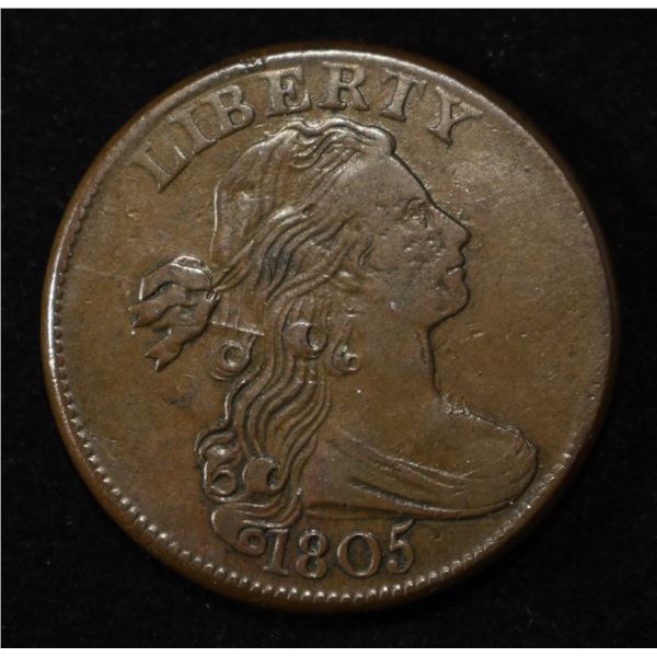 1805 DRAPED BUST LARGE CENT RB AU