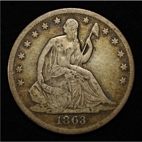 1863-S LIBERTY SEATED HALF DOLLAR VF