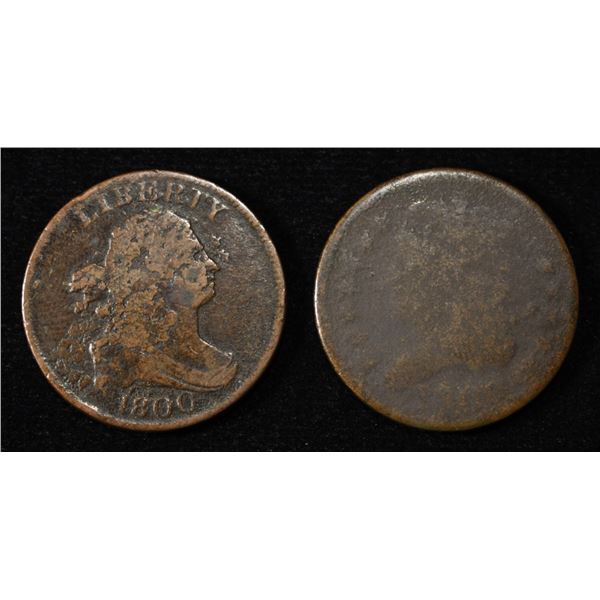 1800 & 1808 HALF CENTS AG CORROSION