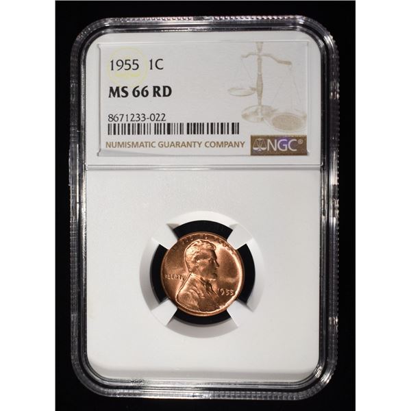 1955 LINCOLN CENT NGC MS-66 RD