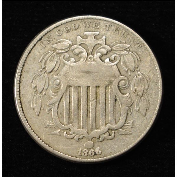 1866 SHIELD NICKEL FINE