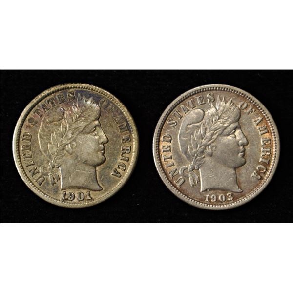 1901 XF & 1903 AU BARBER DIMES