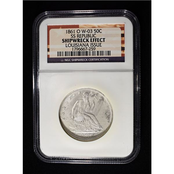1861-O SEATED LIBERTY HALF DOLLAR NGC SHIPWRECK