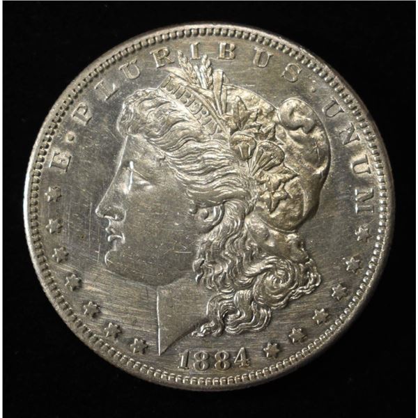 1884-S MORGAN DOLLAR AU/BU CLEANED