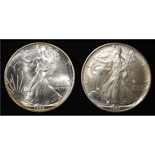 1992 & 1993 AMERICAN SILVER EAGLES