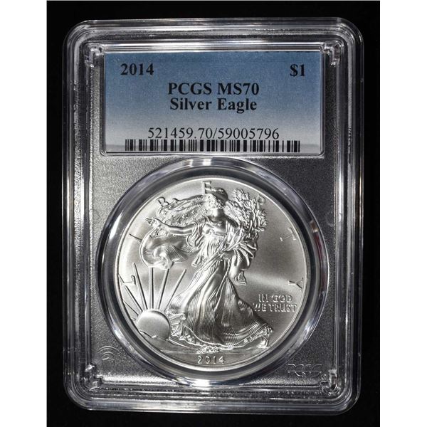 2014 AMERICAN SILVER EAGLE PCGS MS70