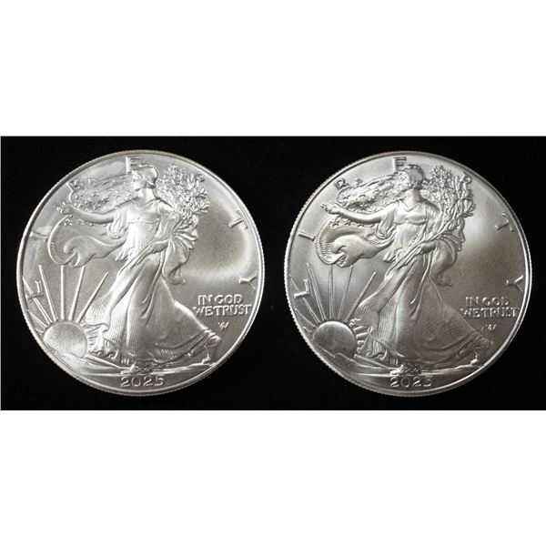 (2) 2025 AMERICAN SILVER EAGELS