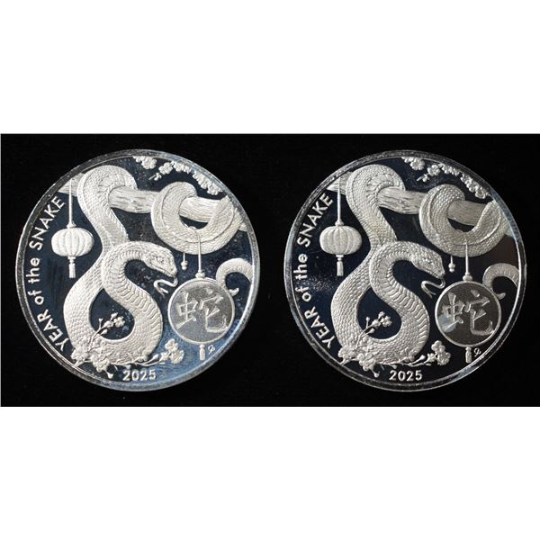 (2) 1 OZ YOT SNAKE .999 SILVER ROUNDS