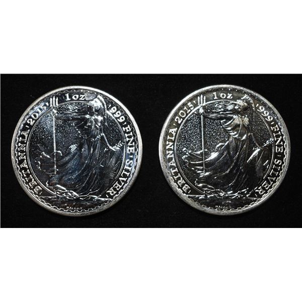 (2) 1 OZ BRITANNIA(QUEEN) .999 SILVER ROUNDS