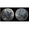 Image 1 : (2) 2013 1 OZ .9999 SILVER CANADA MAPLE ROUNDS