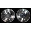 Image 1 : (2) 2022 1 OZ .9999 SILVER CANADA MAPLE ROUNDS