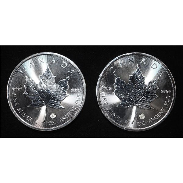 (2) 2023 1 OZ .9999 SILVER CANADA MAPLE ROUNDS