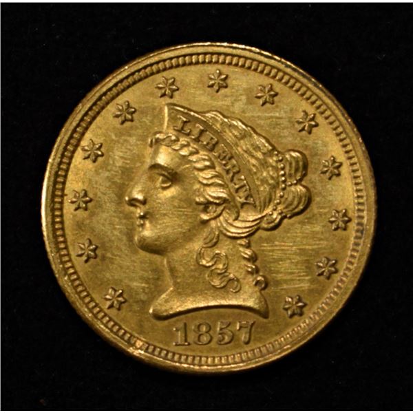 1857-S $2 1/2 GOLD CH/GEM BU