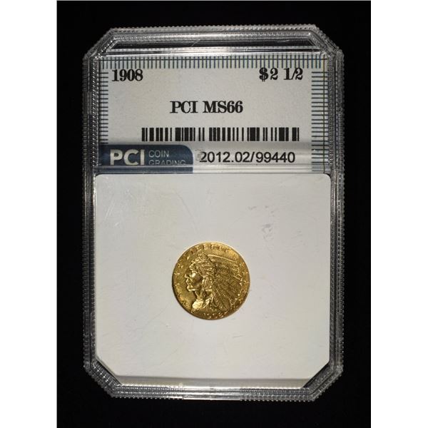 1908 $2.5 INDIAN GOLD GEM BU