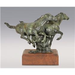 Sherry Sander, bronze, 15" x 19 1/2" x 8 1/2", Wild Horses