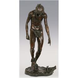 Louis Potter, bronze, 291/2" x 12 1/2" x 13 1/2", Indian Brave Dancing with Head Down