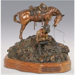 Dan Huber, bronze, 1984, 13" x 15", The Critic