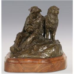 Robert Scriver, bronze, 10" x 12" x 11", Capt Lewis and Our Dog Scannon. Cowboy Artists of America