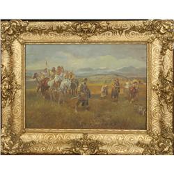 Hart M. Schultz "Lone Wolf", oil on wood