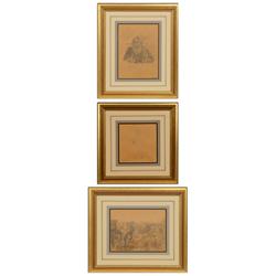 Burt Procter, three pencil drawings