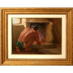 Joseph H. Sharp, oil on canvas, dated 1935