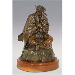 Lorenzo Ghiglieri, bronze, 1981, 15" x 11 1/2", Seated Indian Chief