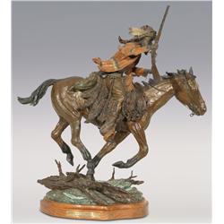 Truman Bolinger, bronze, 1978, 21" x 19" x 10", Bringin' Out the Beaver Pelts