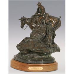 Herb Mignery, bronze, 1992, 17" x 15" x 13", The Homestead. Cowboy Artists of America.
